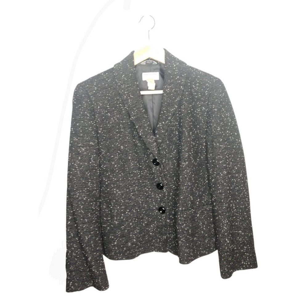 Talbot's Collection Charoal Tweed Blazer Size 12 Made of Italian Fabrics